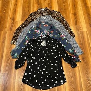 Lot of 4 NWT Express Portofino Shirts Blouses Small S Shirt Floral Star $240